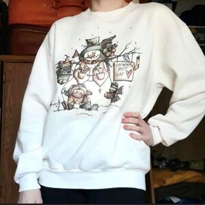 Vintage 1990s Christmas sweater. Snowman melt the heart XL